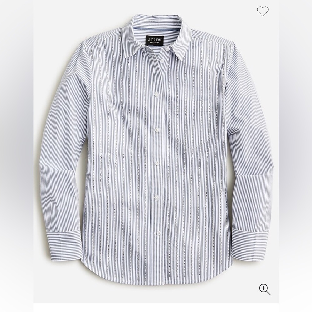 NWT J Crew Collection ltd edition classic-fit poplin shirt w/crystal stripes, 10